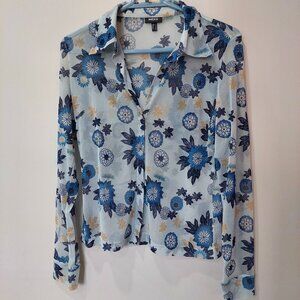 MEXX See Through Y2K Semi Mesh Women Button Up Shirt , US 8/FR L